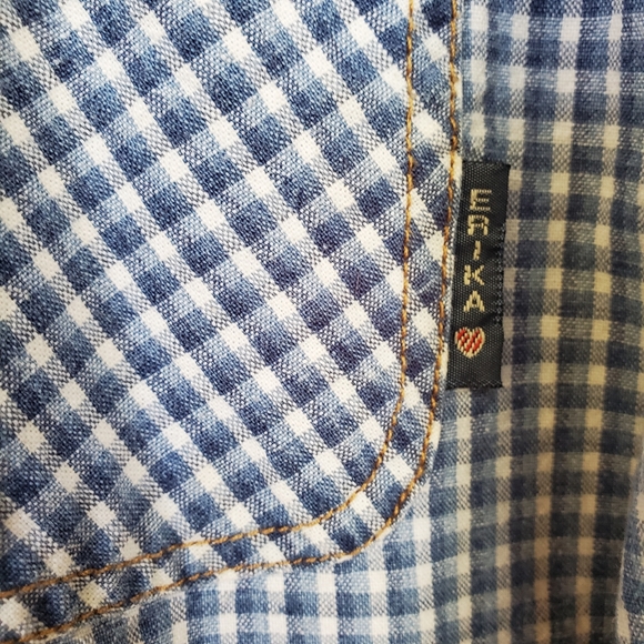 VINTAGE Denim Checkered Button Down Size L - EUC! - Picture 4 of 8